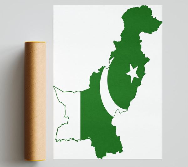 Map Of Pakistan Flag Poster