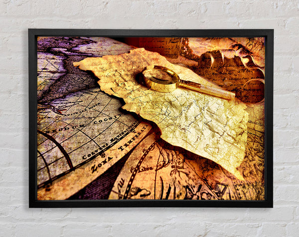 Threw The Looking Glass Map Framed Print