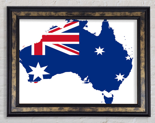 Australia Flag Map Framed Print
