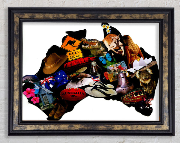 Australia Map Of Images Framed Print