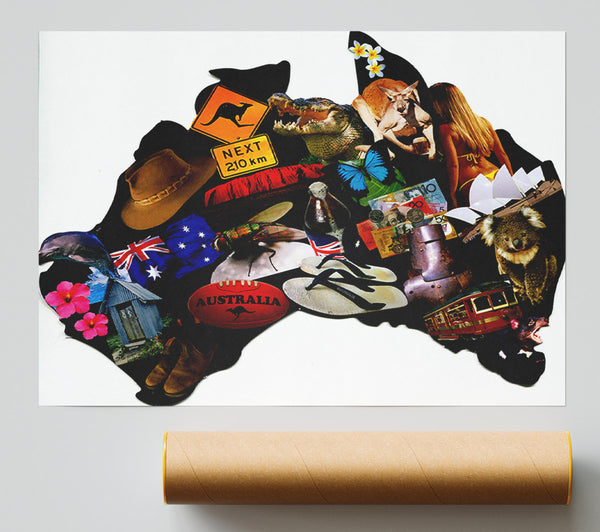 Australia Map Of Images Giclee Print