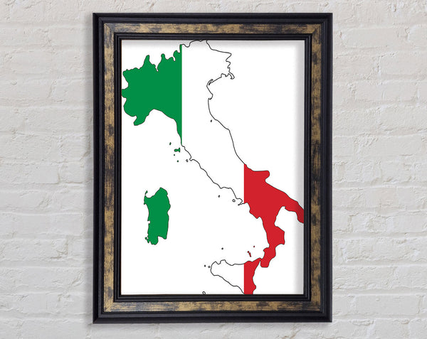 Italy Flag Map Framed Print