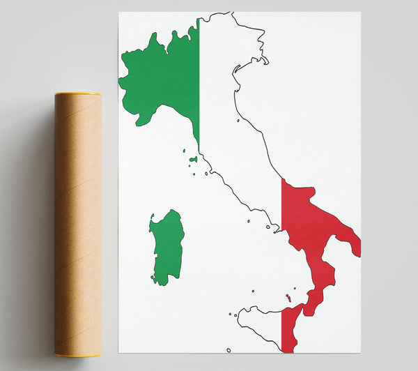 Italy Flag Map Print