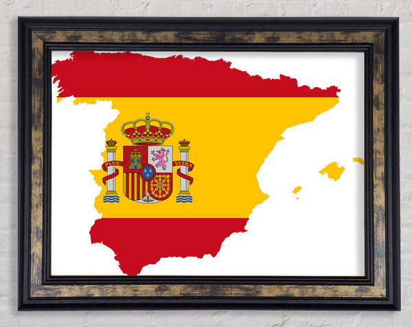 Spainish Flag Map Framed Print