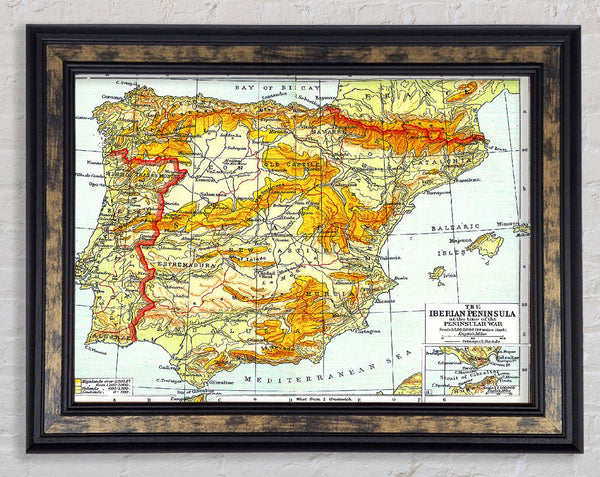Map Of Spain Framed Print