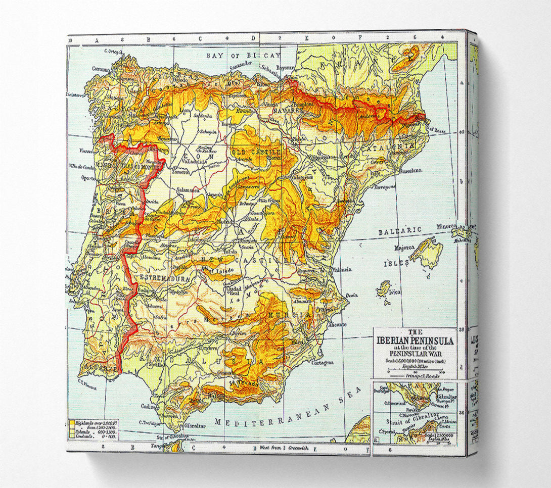  A Canvas Print of Map Of Spain Canvas Print