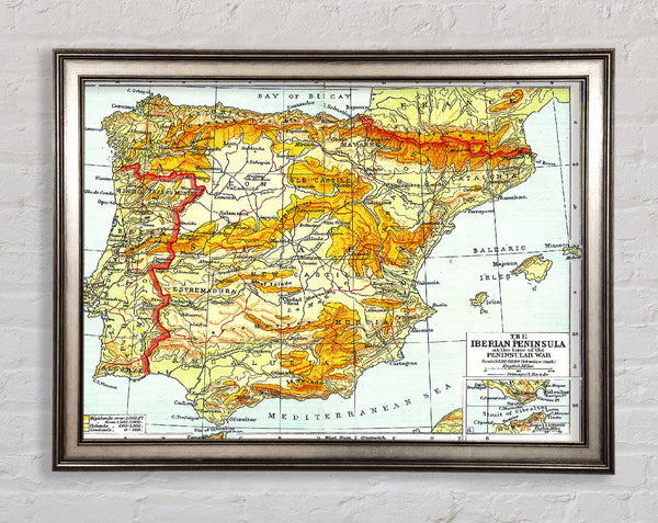 Map Of Spain Framed Print