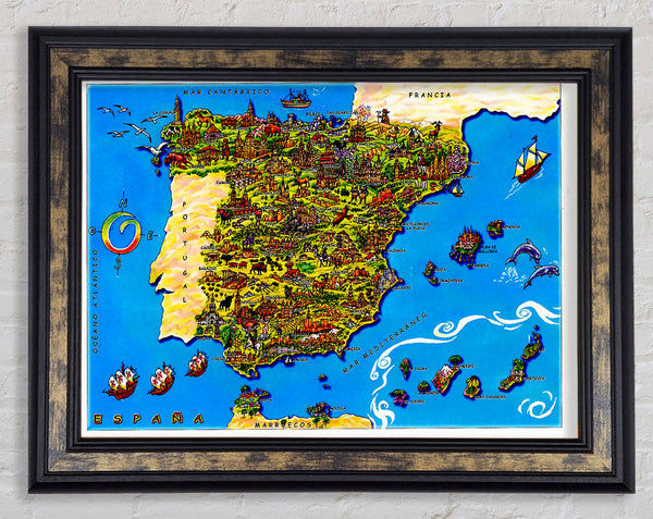 Spanish Map Framed Print