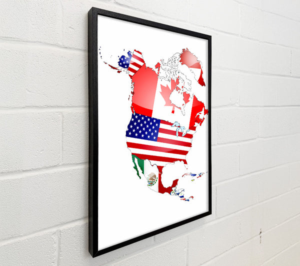 North America Flag Map