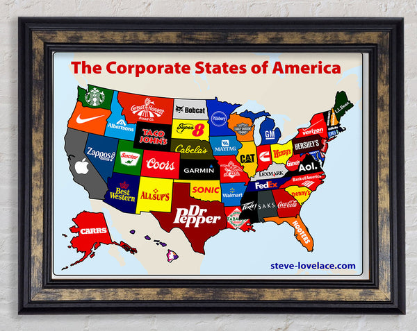 United Corporations Of America Map Framed Print