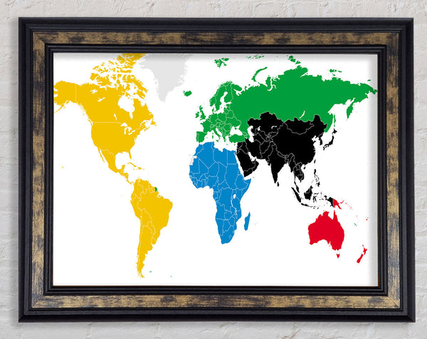 Colours Of The World Map Framed Print