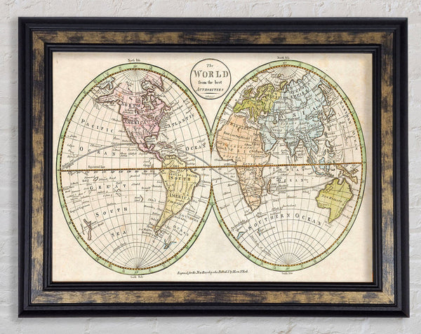 Map Of The World Pre American Map Framed Print