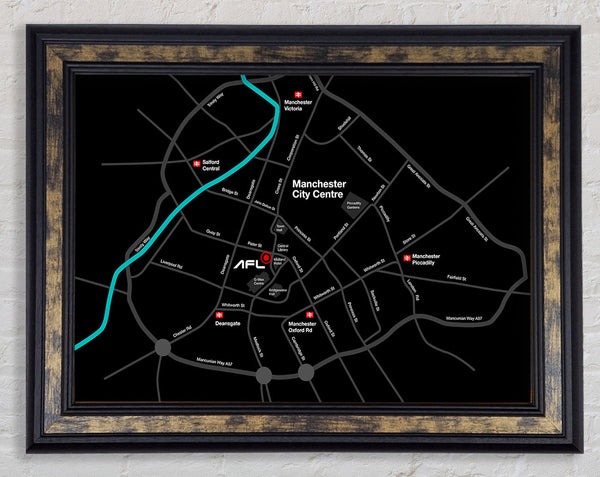Manchester City Map Framed Print
