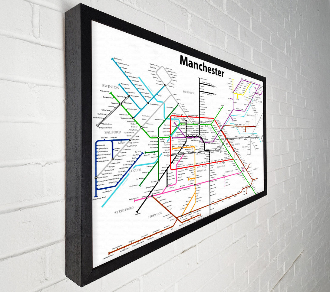  A Canvas Print of Manchester Pub Tube Map Canvas Art