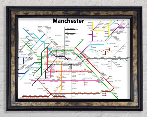 Manchester Pub Tube Map Framed Print