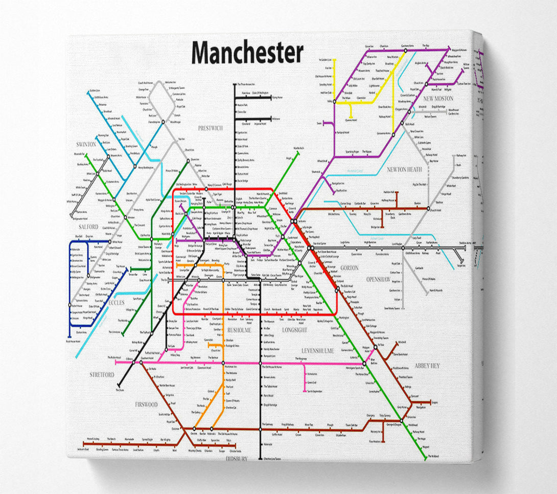  A Canvas Print of Manchester Pub Tube Map Canvas Art