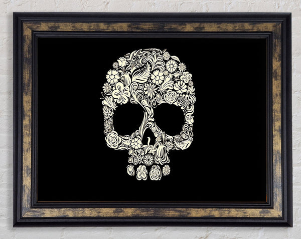 Skulls Floral Framed Print