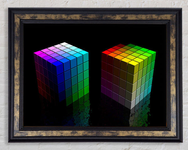 Colourful Cubes Black Framed Print