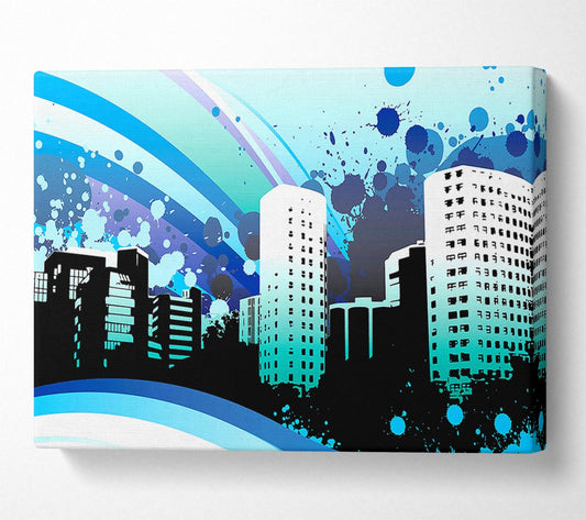 Blue City Canvas Wall Art