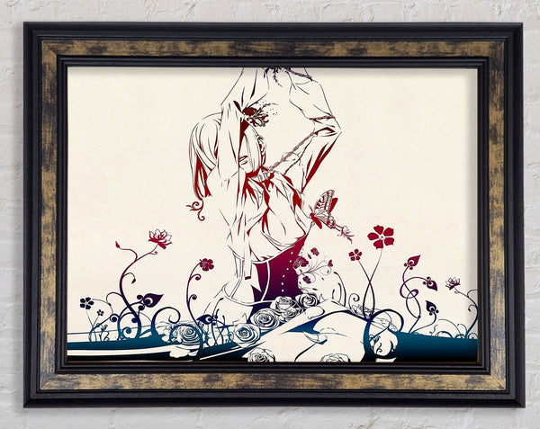 Red Garden Anime Framed Print