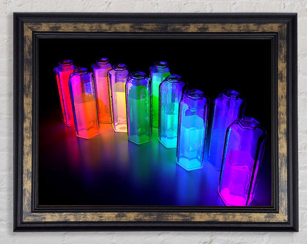 Colorful 3D Bottles Framed Print