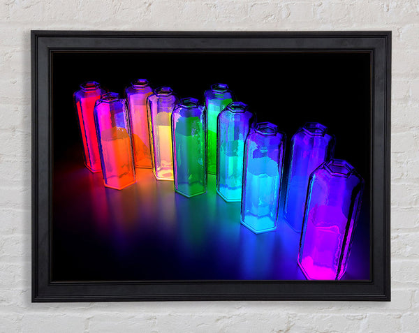 Colorful 3D Bottles Framed Print