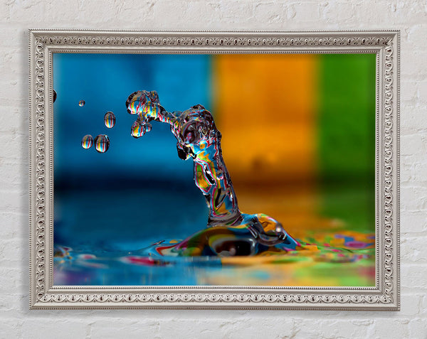 Colourful Water Splash Framed Print