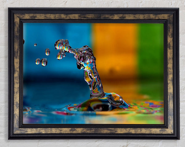 Colourful Water Splash Framed Print
