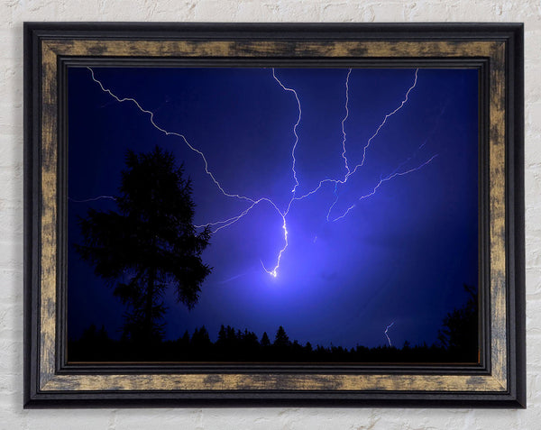 Night Lightning Blue Framed Print