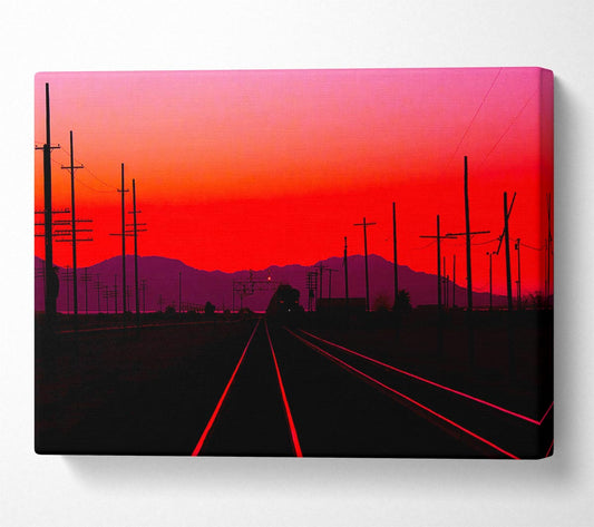 Railtracks At Dusk Canvas Wall Art