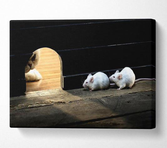 Cat And Mice Canvas Wall Art