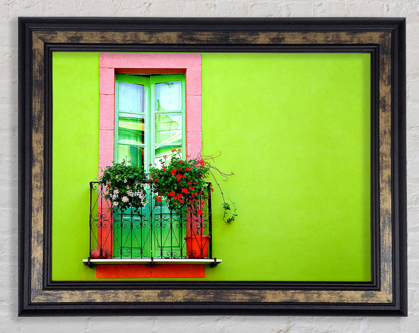 Green Wall Window Framed Print