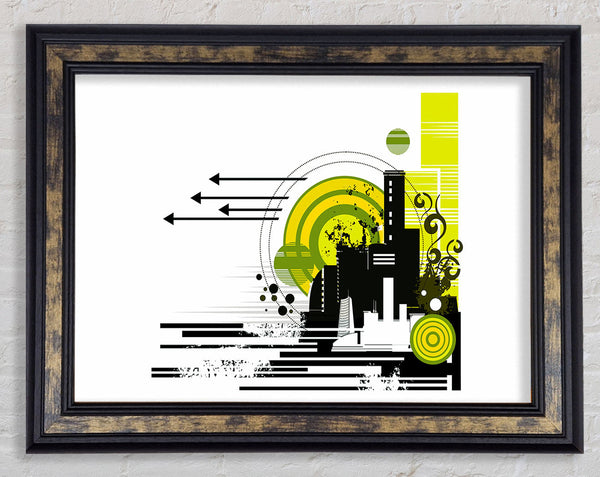 Contemporary City Sun White Framed Print