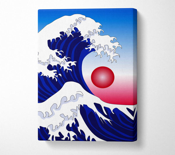 The Waves Over The Red Sun Canvas Wall Art