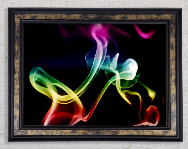 Rainbow Smoke On Black Framed Print