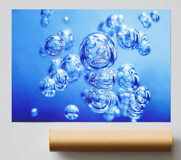 Liquid Blue Bubbles Giclee Print