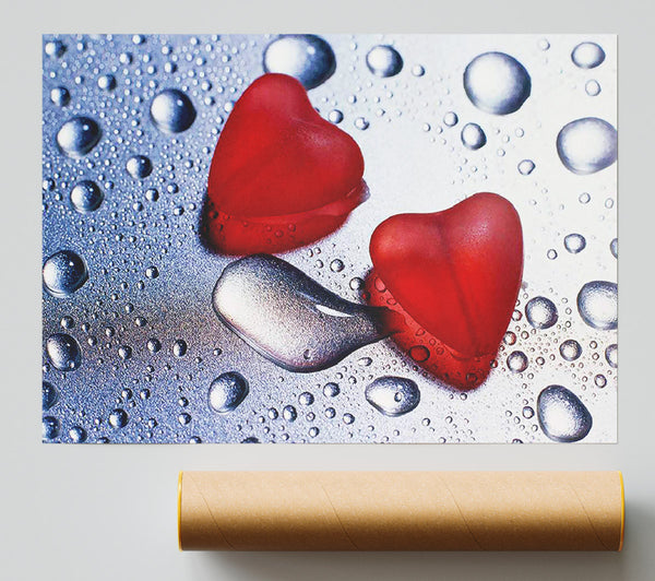 Red Love Hearts Poster