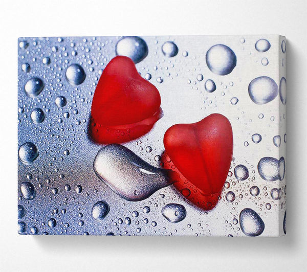 Red Love Hearts Canvas Wall Art