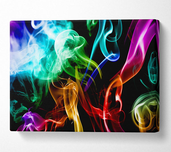 Mulit-Coloured Smoke On Black Canvas Art