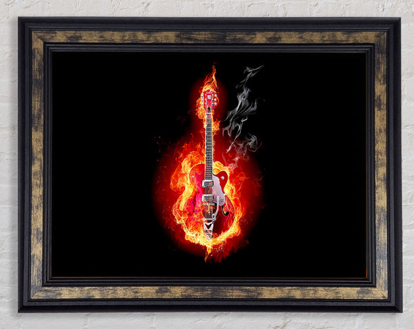 Red Guitar Flames Framed Print