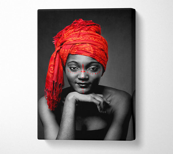 Tribal Elegance B n W Red Canvas Wall Art