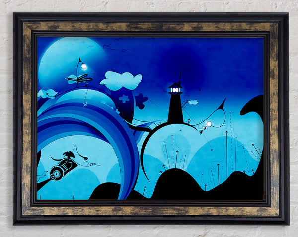 Magical Blue Lighthouse Framed Print