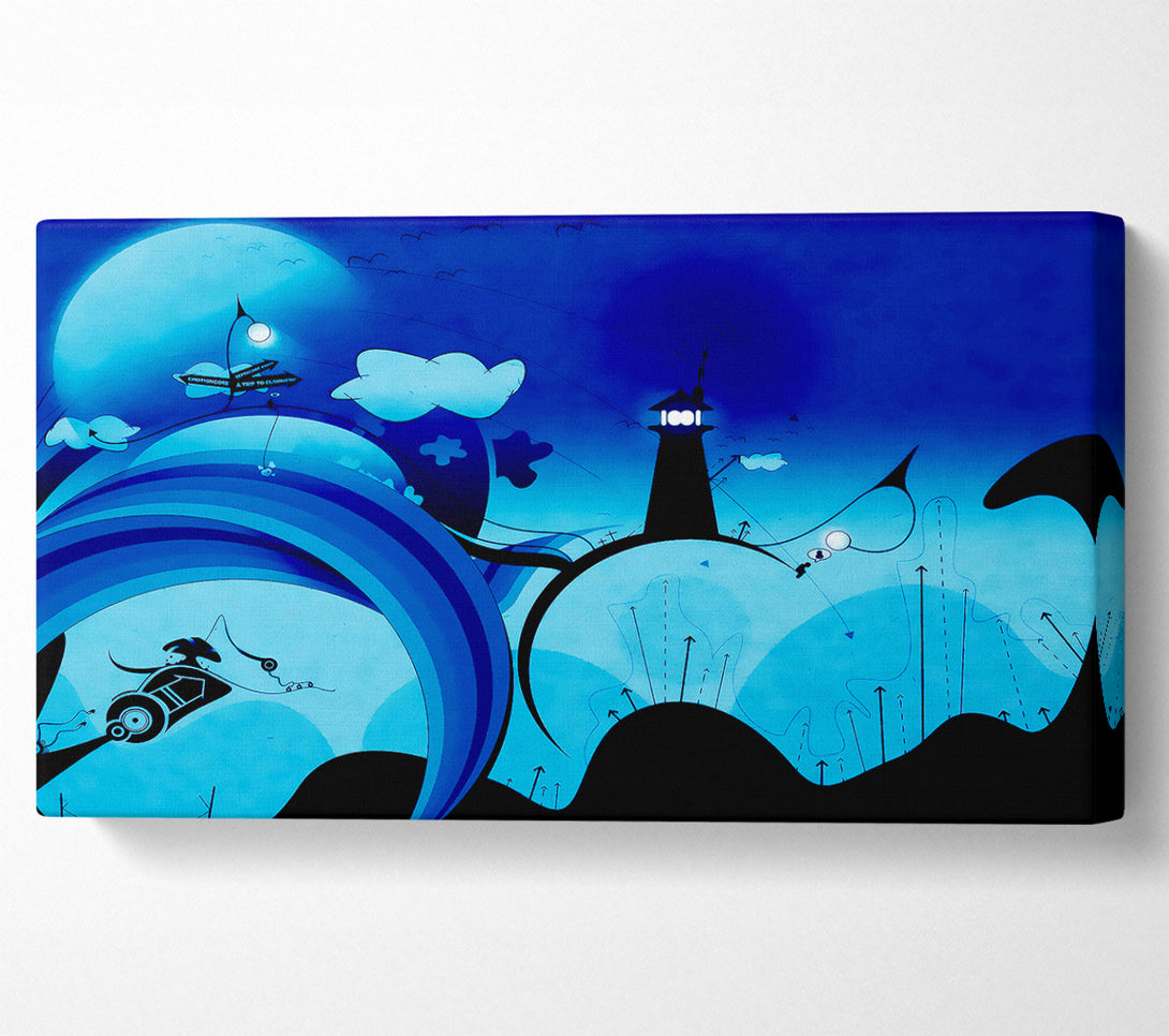  A Canvas Print of Magical Blue Lighthouse Canvas Wall Art