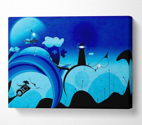 A Canvas Print of Magical Blue Lighthouse Canvas Wall Art