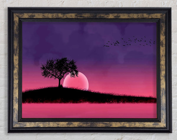 Pink Moonlit River Framed Print