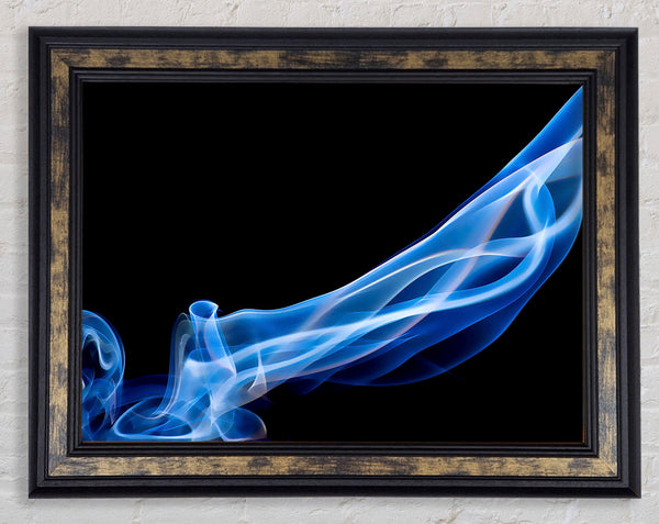 Blue Smoke On Black Framed Print