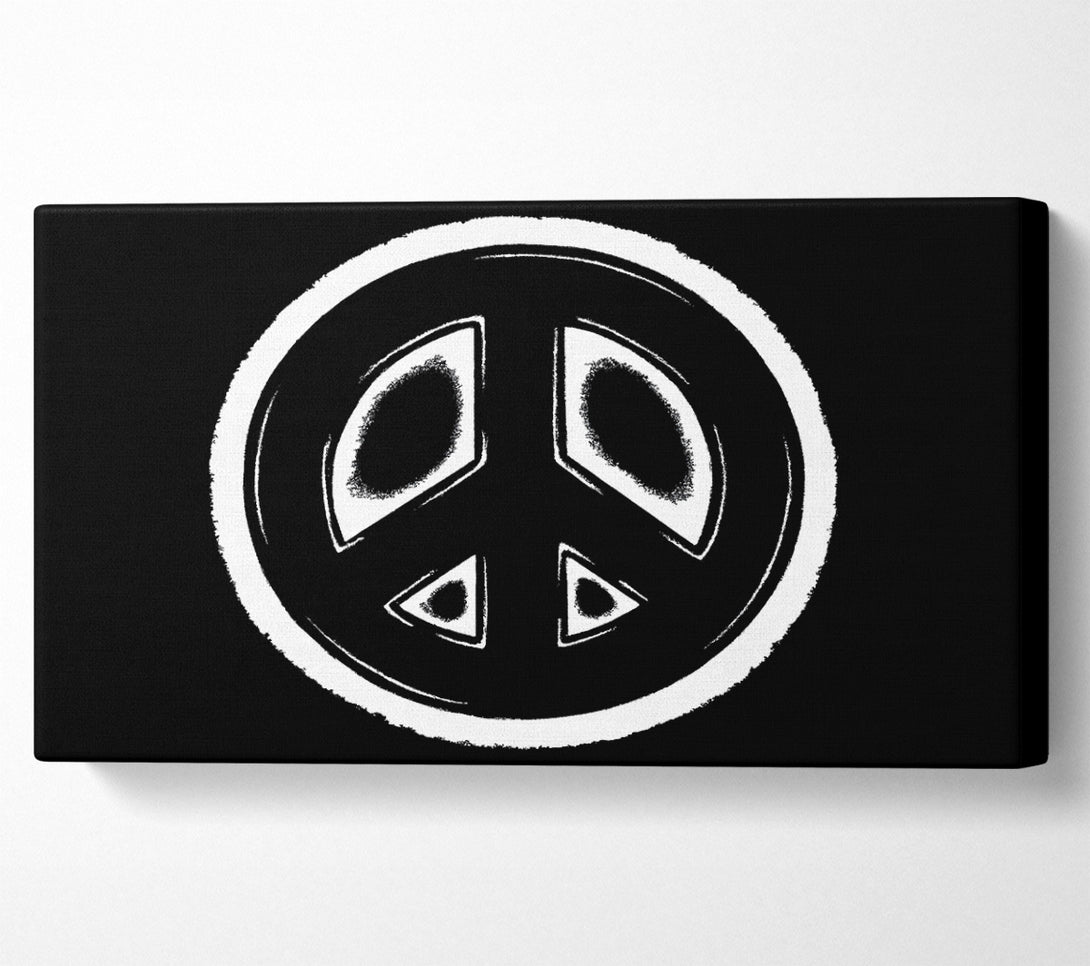  A Canvas Print of Peace Sign White On Black Canvas Wall Art