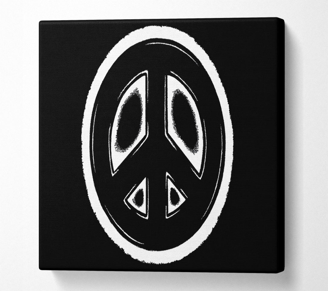  A Canvas Print of Peace Sign White On Black Canvas Wall Art