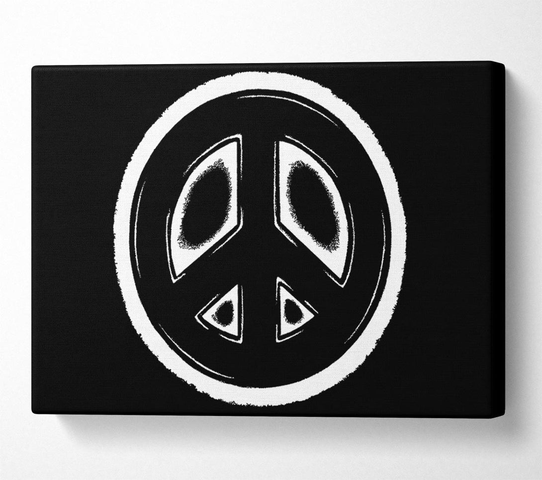  A Canvas Print of Peace Sign White On Black Canvas Wall Art