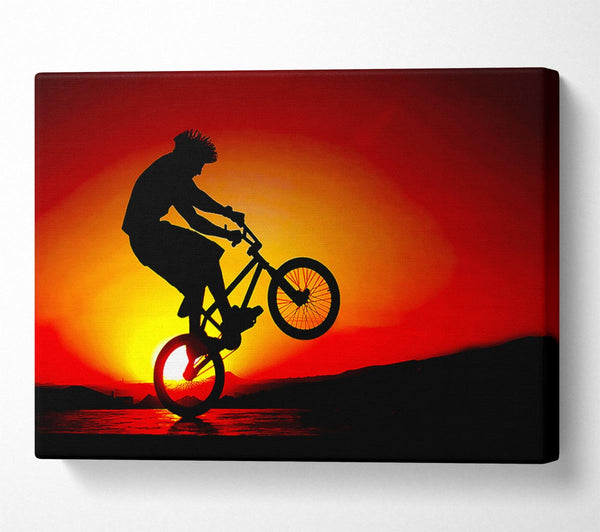 Bmx Back Wheelie In Red Sunlight Canvas Art